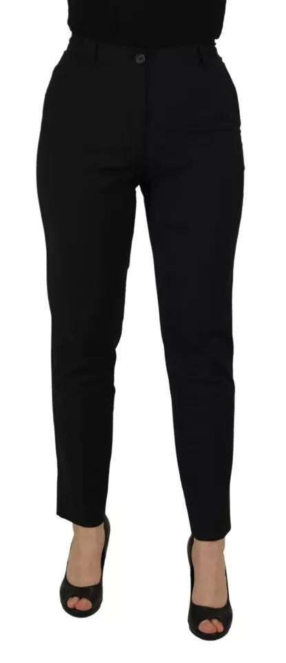 Dolce & Gabbana Black High Waist Tapered Trouser Pants Dolce & Gabbana