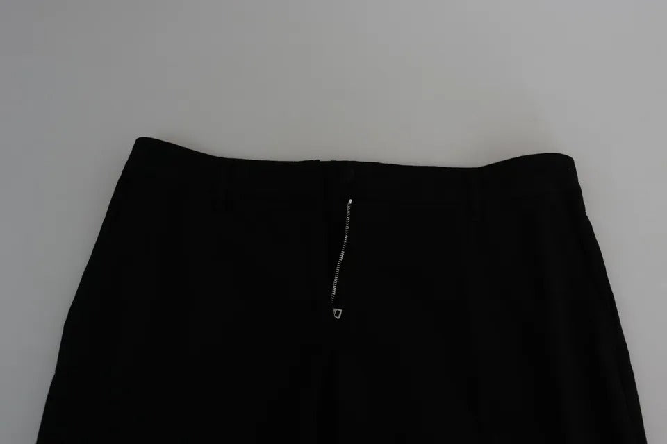 Dolce & Gabbana Black Wool Stretch Cropped Capri Trouser Pants Dolce & Gabbana