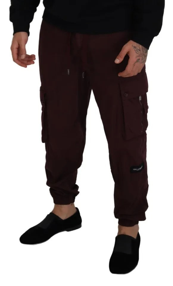 Dolce & Gabbana Bordeaux Cargo Jogger Trouser Cotton Pants Dolce & Gabbana