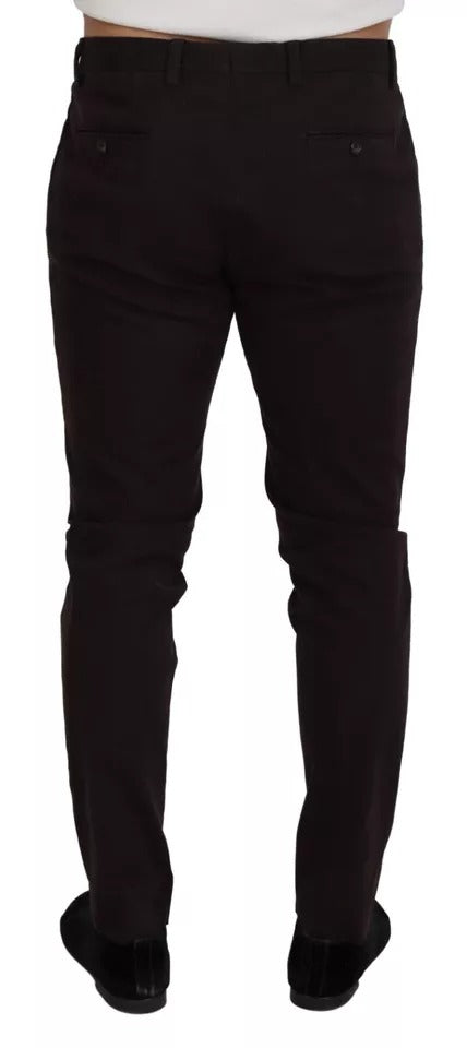 Dolce & Gabbana Brown Skinny Men Cotton Stretch Pants Dolce & Gabbana