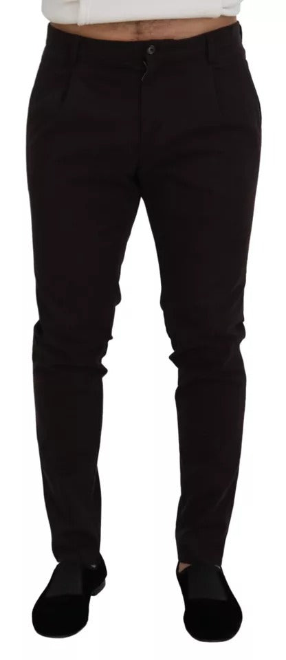 Dolce & Gabbana Brown Skinny Men Cotton Stretch Pants Dolce & Gabbana