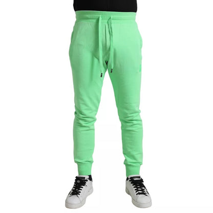 Dolce & Gabbana Neon Green Cotton Stretch Jogger Sweatpants Pants Dolce & Gabbana