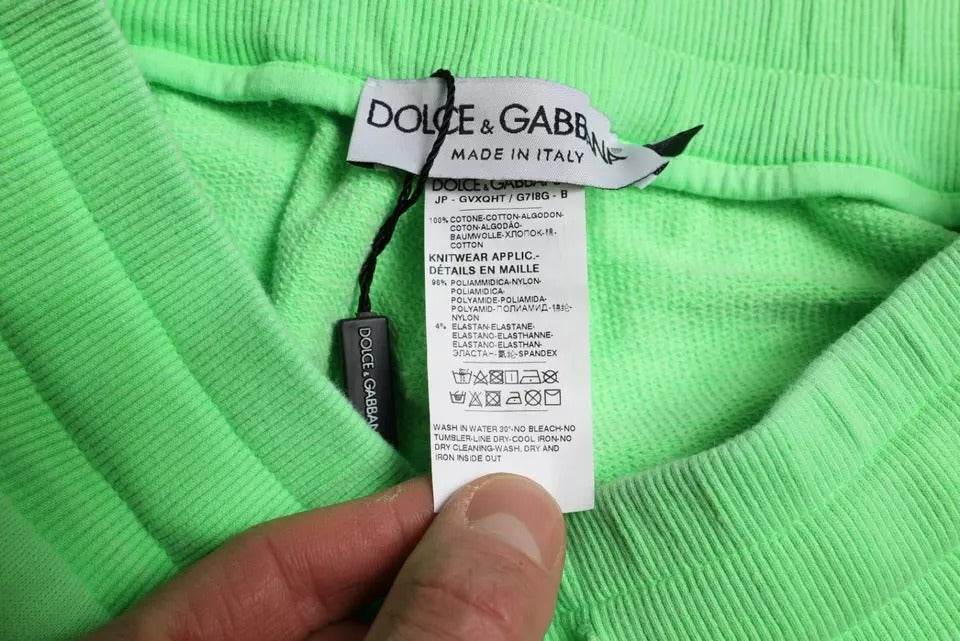 Dolce & Gabbana Neon Green Cotton Stretch Jogger Sweatpants Pants Dolce & Gabbana