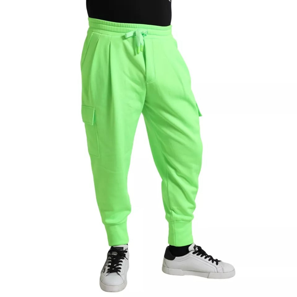 Dolce & Gabbana Neon Green Polyester Jogger Sweatpants Pants Dolce & Gabbana