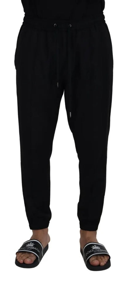 Dolce & Gabbana Black Jogger Jogging Wool Pants Dolce & Gabbana