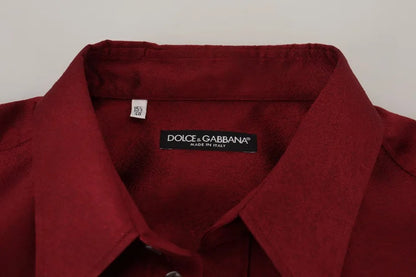 Dolce & Gabbana Bordeaux Cotton Long Sleeve Men Formal Shirt Dolce & Gabbana