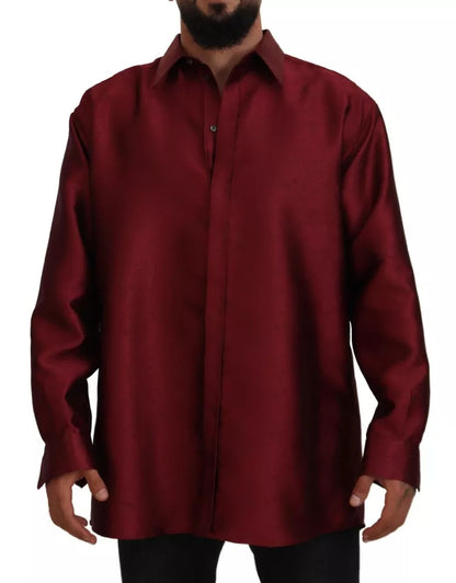 Dolce & Gabbana Bordeaux Cotton Long Sleeve Men Formal Shirt Dolce & Gabbana