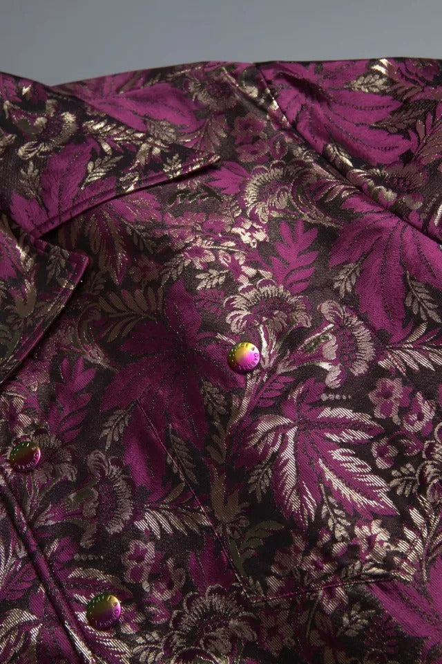 Dolce & Gabbana Fuchsia Pink Floral Jacquard Button Down Shirt Dolce & Gabbana