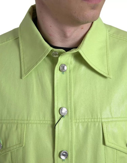 Dolce & Gabbana Green Cotton Collared Casual Button Down Shirt Dolce & Gabbana