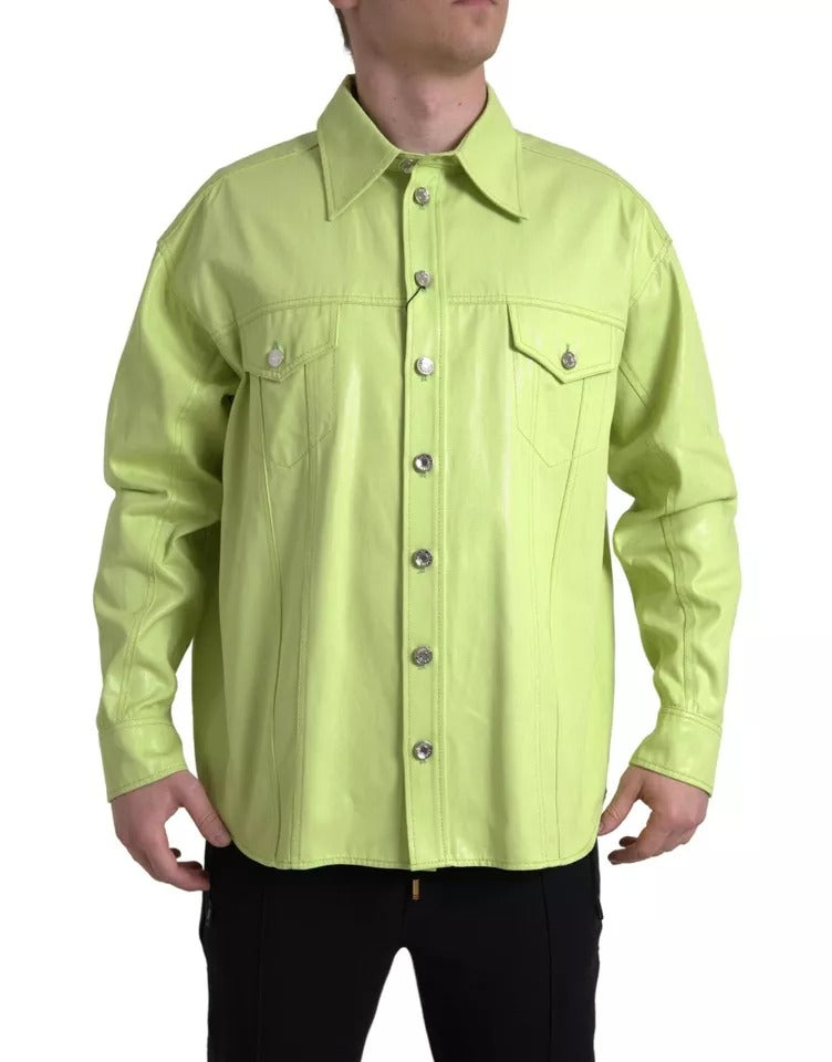 Dolce & Gabbana Green Cotton Collared Casual Button Down Shirt Dolce & Gabbana