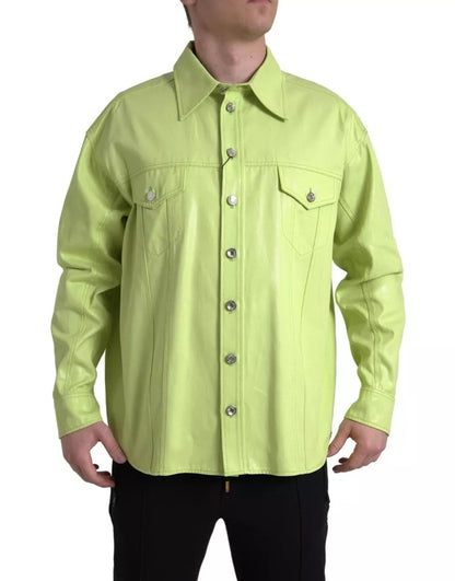 Dolce & Gabbana Green Cotton Collared Casual Button Down Shirt Dolce & Gabbana