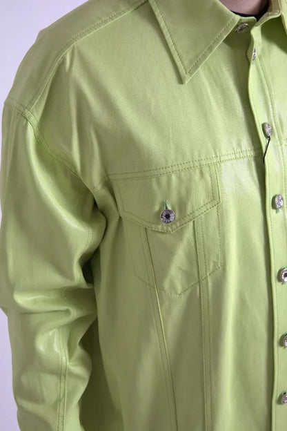 Dolce & Gabbana Green Cotton Collared Casual Button Down Shirt Dolce & Gabbana