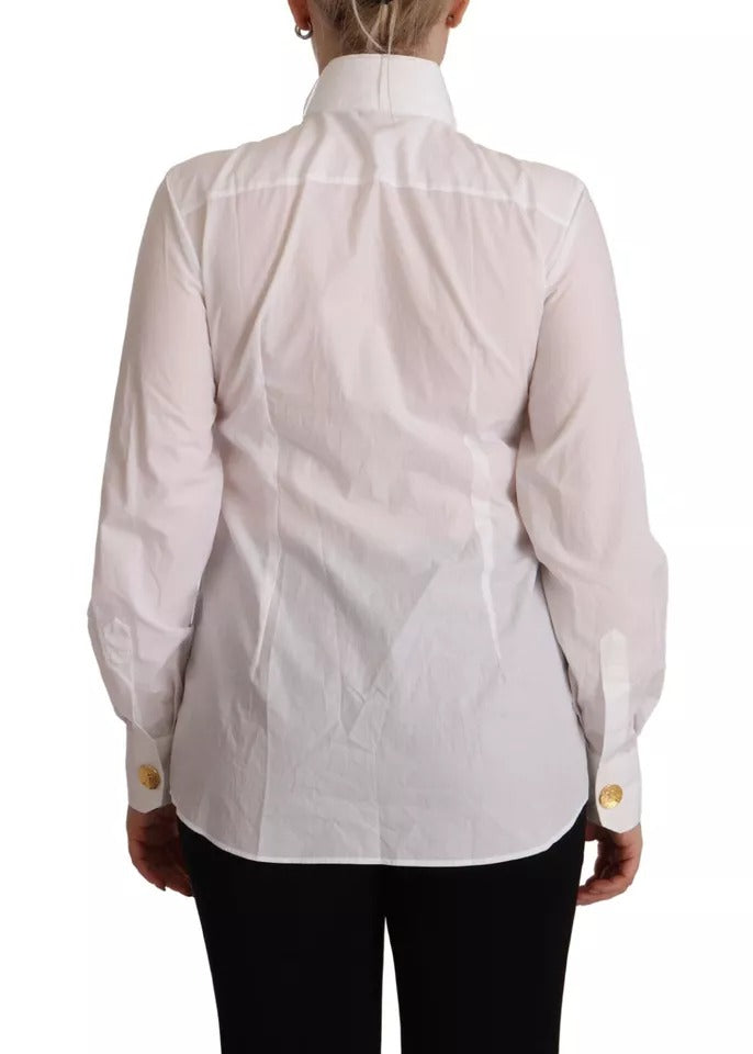 Dolce & Gabbana White Cotton Collared Long Sleeves Formal Shirt Top Dolce & Gabbana