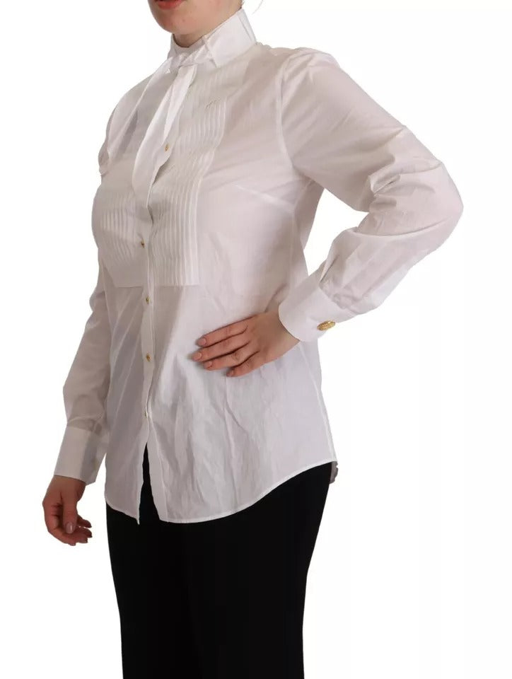 Dolce & Gabbana White Cotton Collared Long Sleeves Formal Shirt Top Dolce & Gabbana