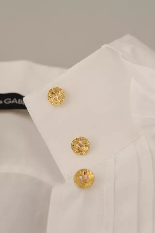 Dolce & Gabbana White Cotton Collared Long Sleeves Formal Shirt Top