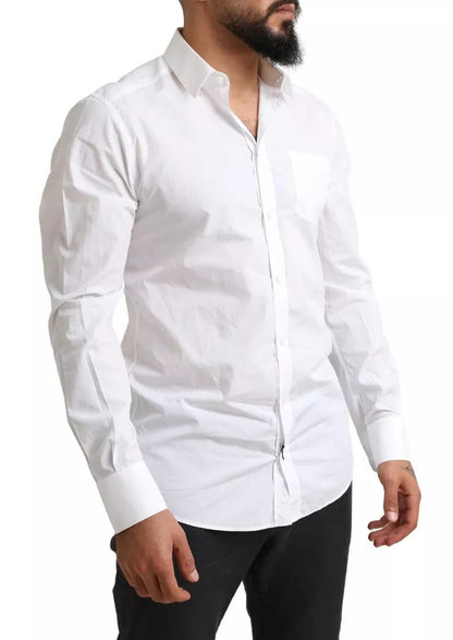 Dolce & Gabbana White GOLD Formal Cotton Tuxedo Dress Shirt Dolce & Gabbana