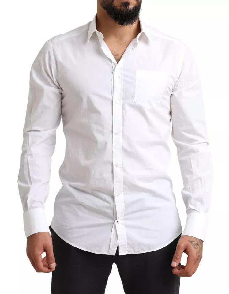 Dolce & Gabbana White GOLD Formal Cotton Tuxedo Dress Shirt Dolce & Gabbana