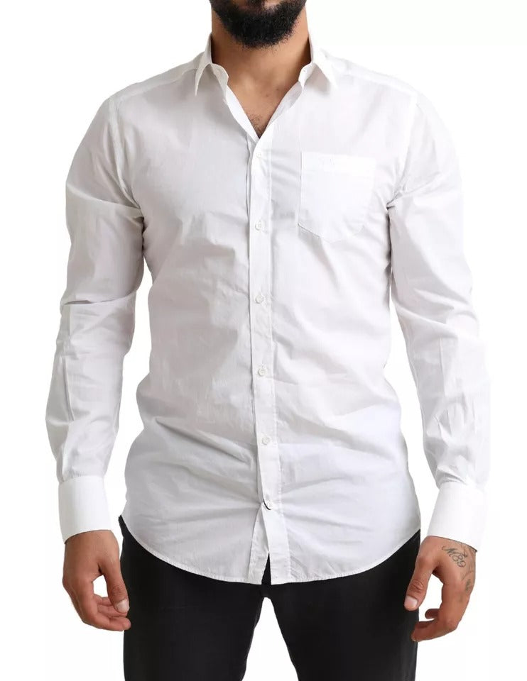 Dolce & Gabbana White GOLD Formal Cotton Tuxedo Dress Shirt