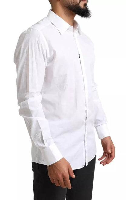 Dolce & Gabbana White GOLD Formal Cotton Tuxedo Dress Shirt Dolce & Gabbana