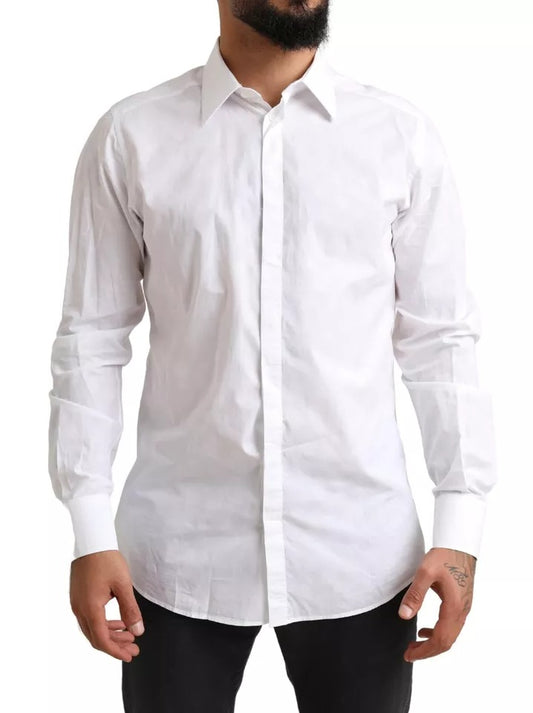 Dolce & Gabbana White GOLD Formal Cotton Tuxedo Dress Shirt Dolce & Gabbana