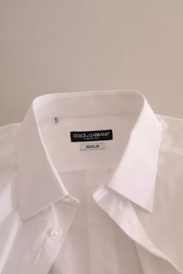 Dolce & Gabbana White GOLD Formal Cotton Tuxedo Dress Shirt Dolce & Gabbana