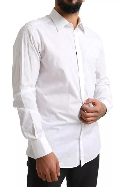 Dolce & Gabbana White GOLD Formal Cotton Tuxedo Dress Shirt Dolce & Gabbana