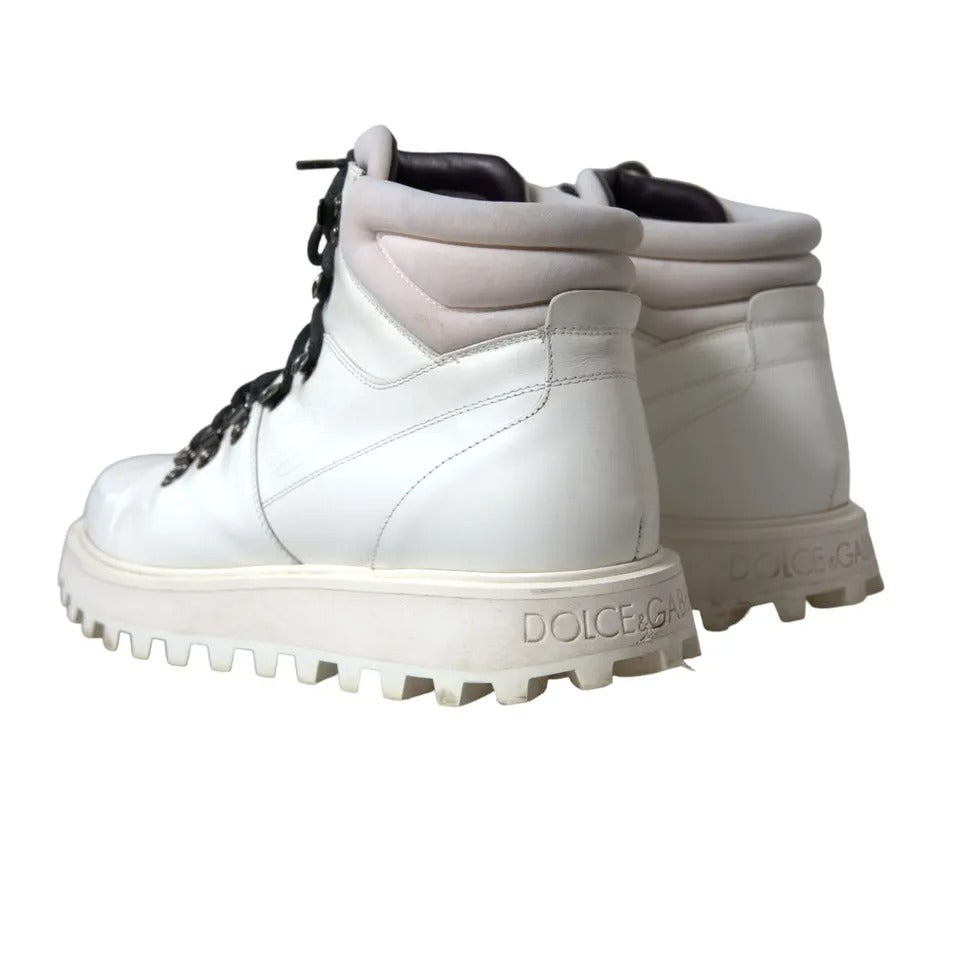 Dolce & Gabbana White Vulcano Trekking Ankle Boots Men Shoes Dolce & Gabbana