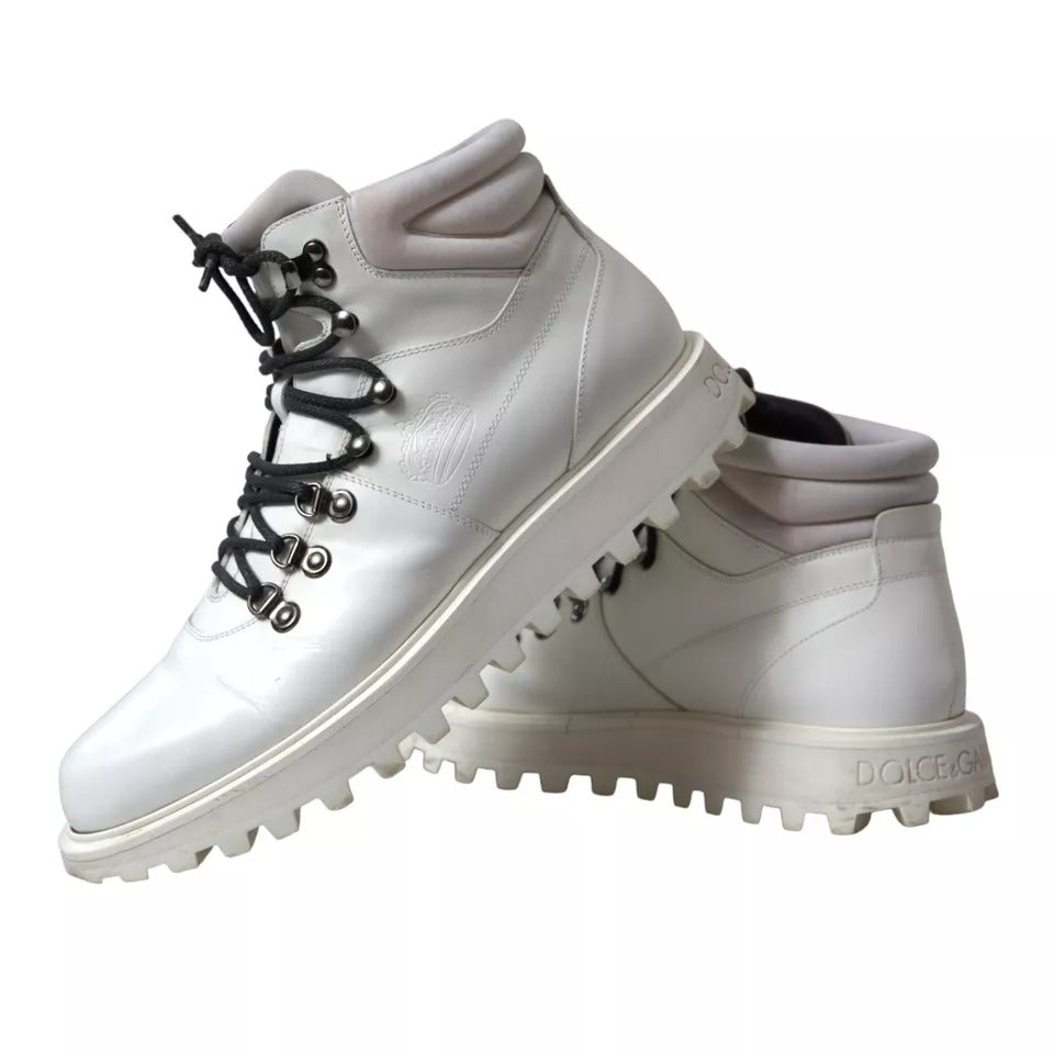 Dolce & Gabbana White Vulcano Trekking Ankle Boots Men Shoes Dolce & Gabbana