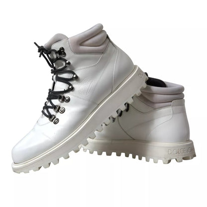 Dolce & Gabbana White Vulcano Trekking Ankle Boots Men Shoes Dolce & Gabbana