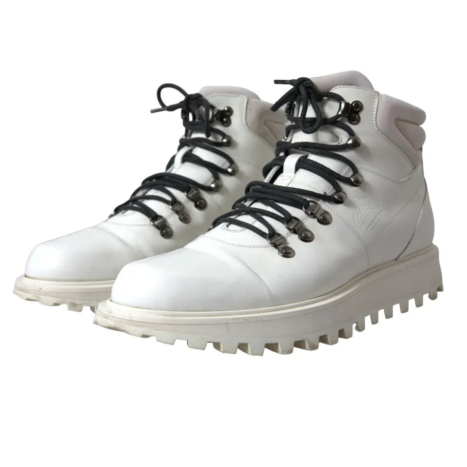 Dolce & Gabbana White Vulcano Trekking Ankle Boots Men Shoes Dolce & Gabbana