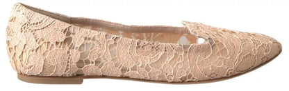 Dolce & Gabbana Beige Floral Lace Loafers Flats Shoes Dolce & Gabbana