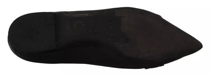 Dolce & Gabbana Black Devotion Leather Pointy Flats Shoes Dolce & Gabbana