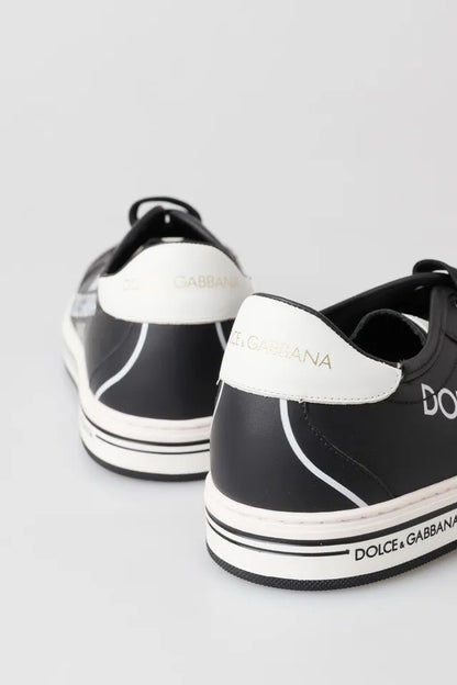 Dolce & Gabbana Black Leather Crown Milano Sneakers Casual Shoes Dolce & Gabbana