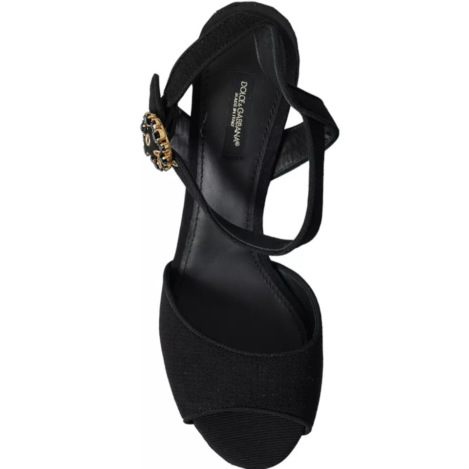 Dolce & Gabbana Black Mirror Heels Crystal Platform Sandals Shoes Dolce & Gabbana