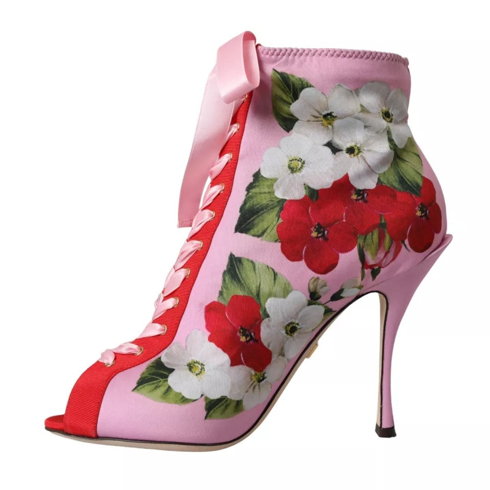 Dolce & Gabbana Multicolor Jersey Stretch Boots Open Toes Heels Shoes Dolce & Gabbana