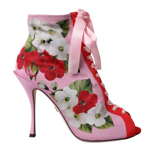 Dolce & Gabbana Multicolor Jersey Stretch Boots Open Toes Heels Shoes Dolce & Gabbana