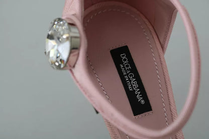 Dolce & Gabbana Pink Brocade Crystal Lily Ankle Strap Shoes Dolce & Gabbana