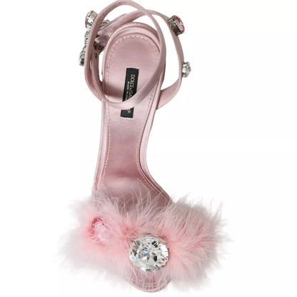 Dolce & Gabbana Pink Turkey Feather Embellished Sandals Shoes Dolce & Gabbana