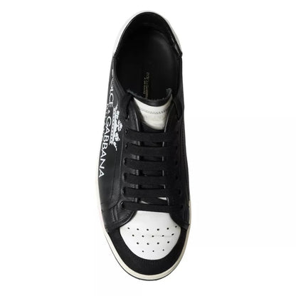 Dolce & Gabbana Black Leather Crown Milano Men Sneakers Shoes Dolce & Gabbana