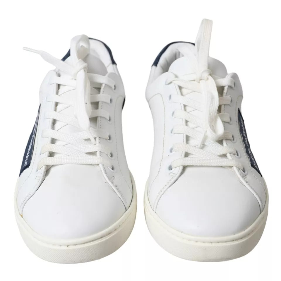 Dolce & Gabbana White Black Leather Low Top Sneakers Portofino Shoes Dolce & Gabbana