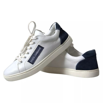 Dolce & Gabbana White Black Leather Low Top Sneakers Portofino Shoes Dolce & Gabbana