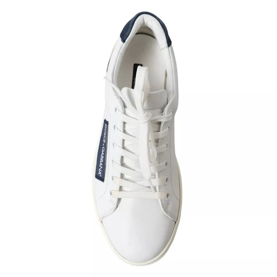 Dolce & Gabbana White Black Leather Low Top Sneakers Portofino Shoes Dolce & Gabbana