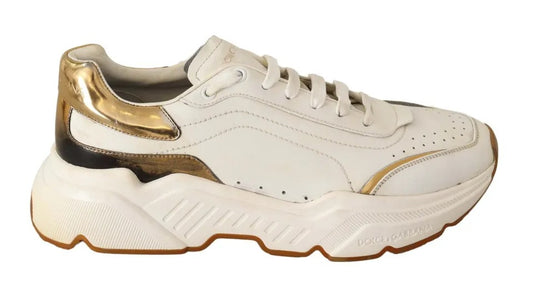 Dolce & Gabbana White Gold Leather Sport DAYMASTER Sneakers Shoes Dolce & Gabbana