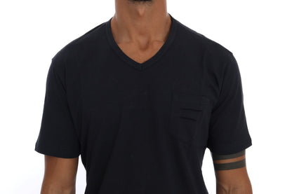 Daniele Alessandrini Chic Blue V-Neck Cotton Tee Daniele Alessandrini