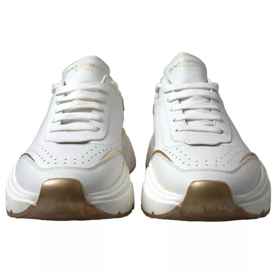 Dolce & Gabbana White Gold Leather Sport DAYMASTER Sneakers Shoes Dolce & Gabbana