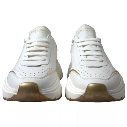 Dolce & Gabbana White Gold Leather Sport DAYMASTER Sneakers Shoes Dolce & Gabbana