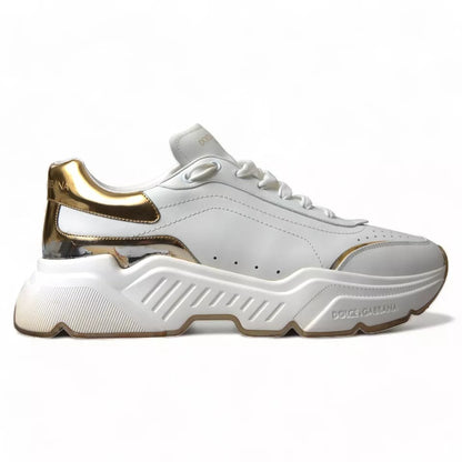 Dolce & Gabbana White Gold Leather Sport DAYMASTER Sneakers Shoes Dolce & Gabbana