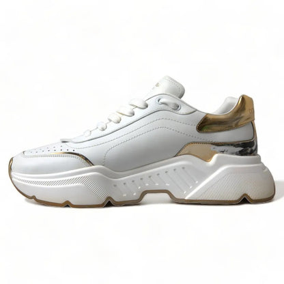 Dolce & Gabbana White Gold Leather Sport DAYMASTER Sneakers Shoes Dolce & Gabbana