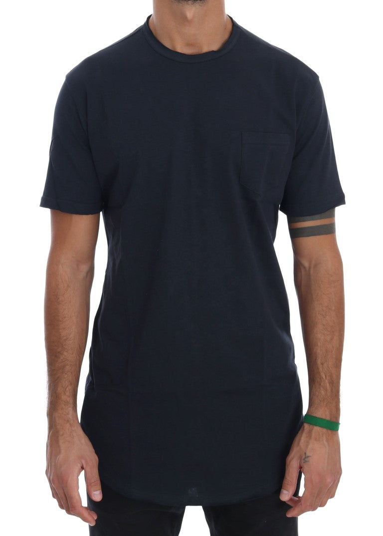 Daniele Alessandrini Chic Blue Cotton Crew-Neck Tee Daniele Alessandrini