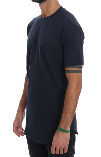 Daniele Alessandrini Chic Blue Cotton Crew-Neck Tee Daniele Alessandrini